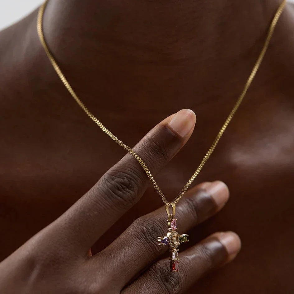 Luxe Cubic Zirconia Cross-Motif Pendant Necklace