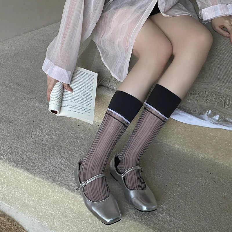 Kei Two Tone Knee High Fashion Socks