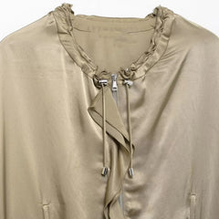 Yelena Satin Ruffle Bomber Jacket