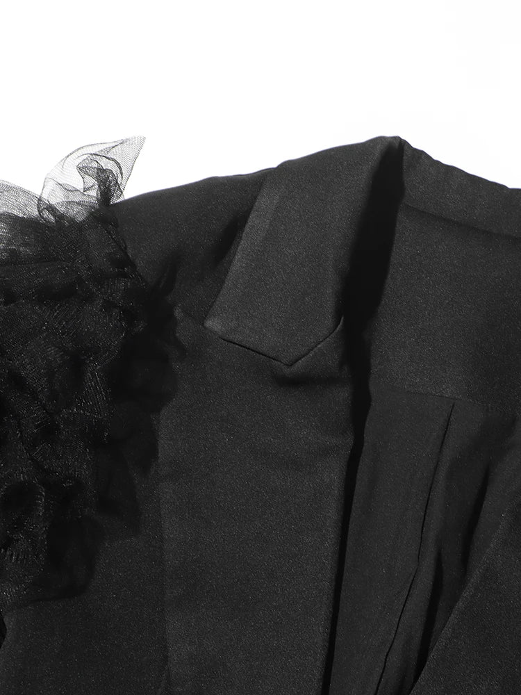 Giola Tulle Ruffle Sleeve Blazer