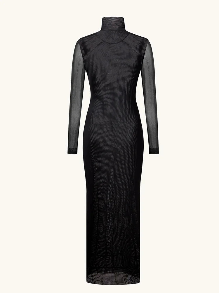 Mirabella Surreal Semi-Sheer Eye Print Mesh Dress
