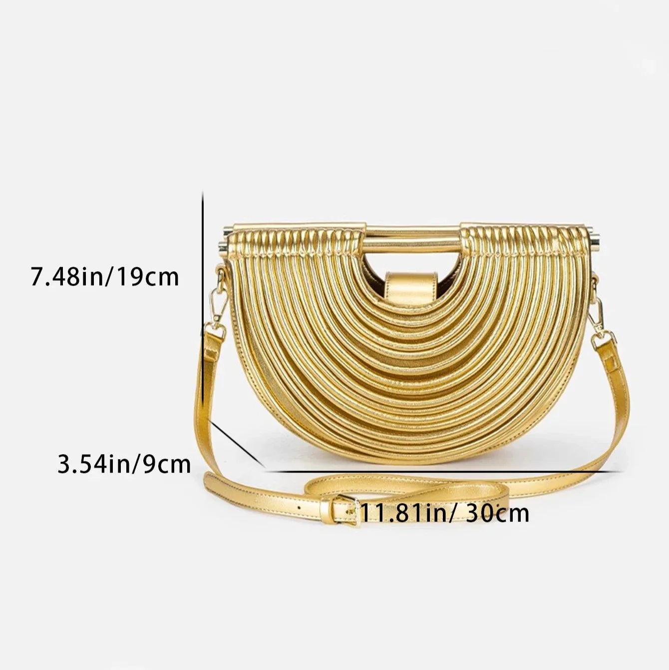 Pamela Metallic Sculpted Crescent Shoulder Bag