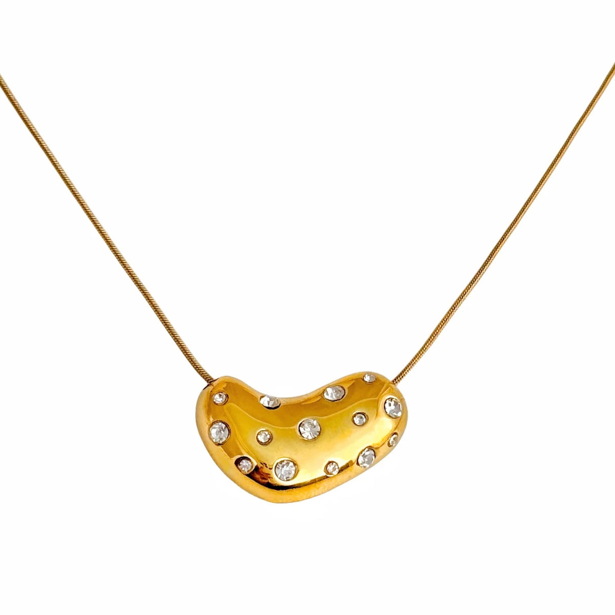 Golden Heart Zircon and Pearl Pendant Necklaces