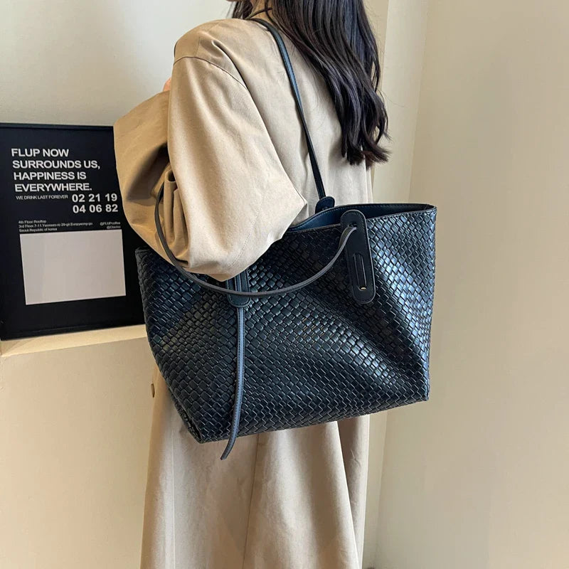 Bridget Woven Texture Shopper Totes