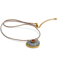 Natural Gray Agate Stone Oval Pendant Necklace