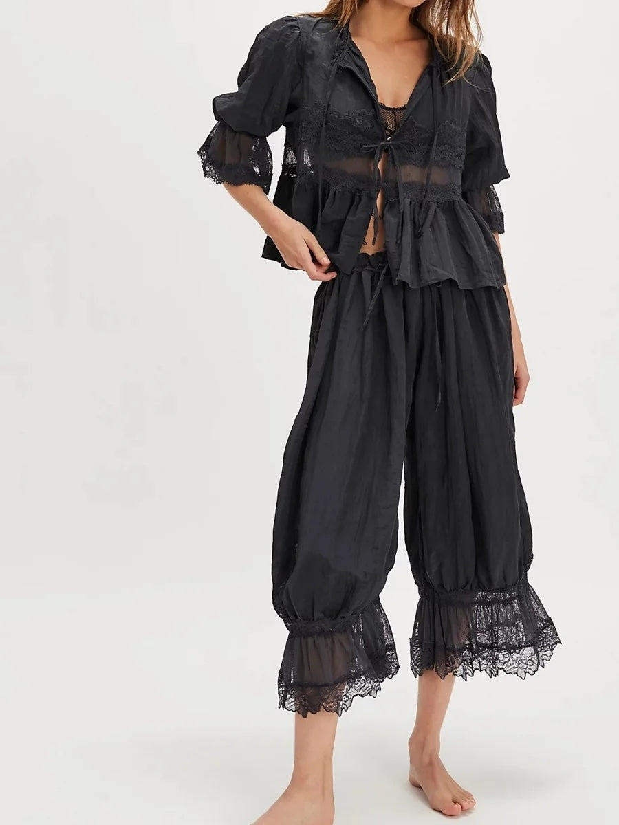 Sefina Vintage Lace Baby Dolll Blouse and Bloomer Pants Sets