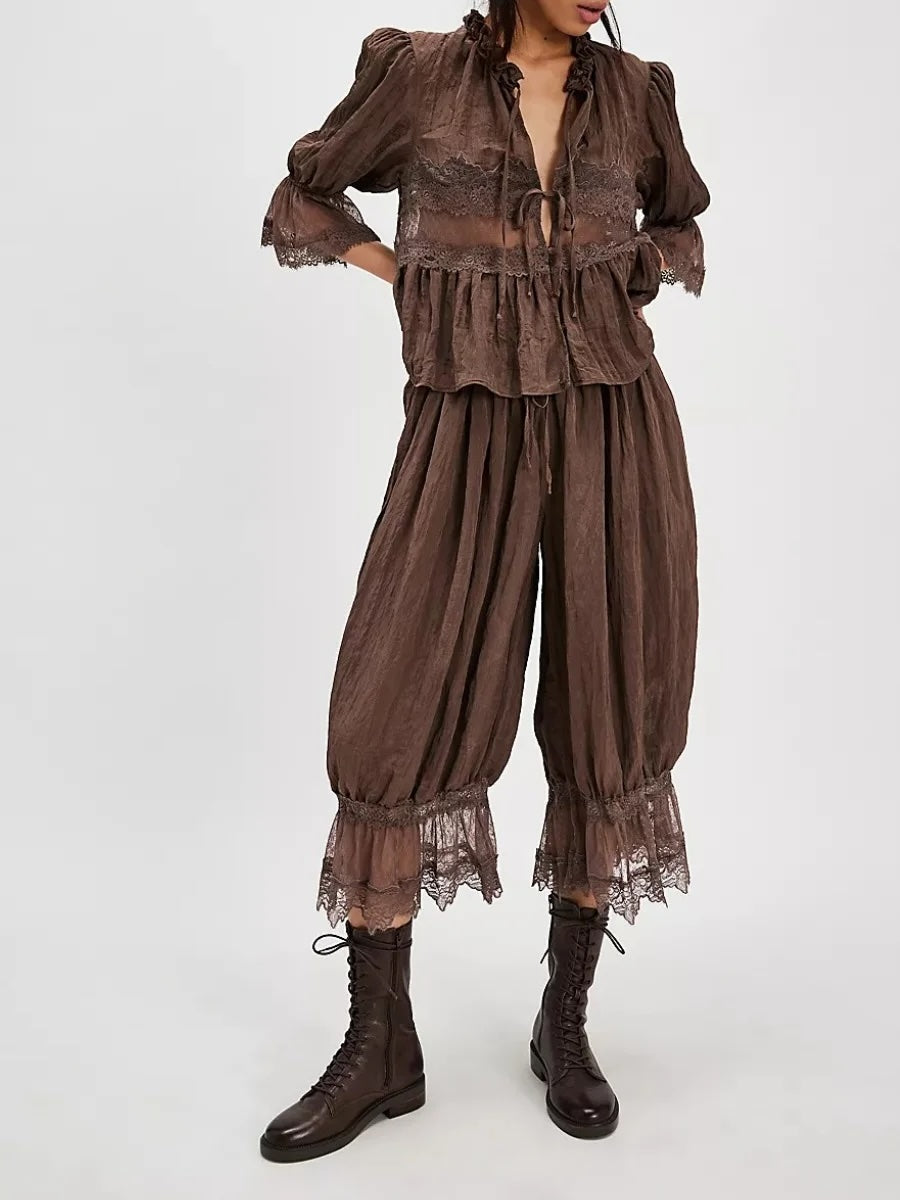 Sefina Vintage Lace Baby Dolll Blouse and Bloomer Pants Sets