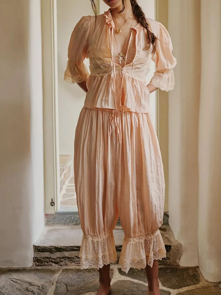 Sefina Vintage Lace Baby Dolll Blouse and Bloomer Pants Sets