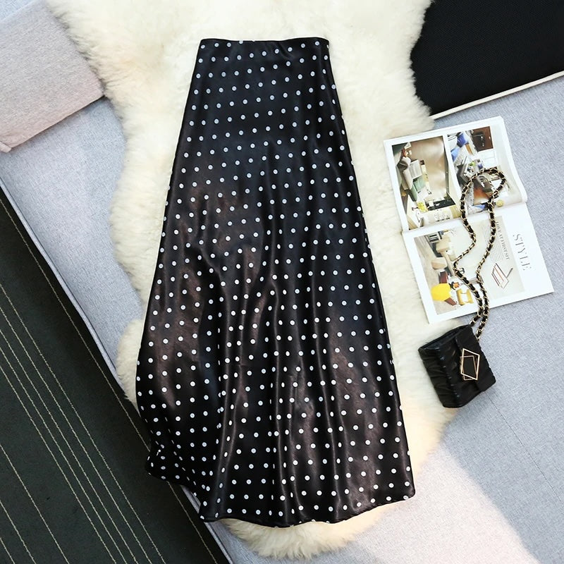 Sera Polka Dot Satin Mermaid Skirts