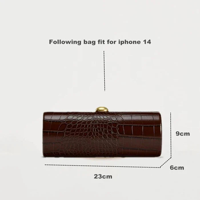 Long Brown Croco Box Clutch