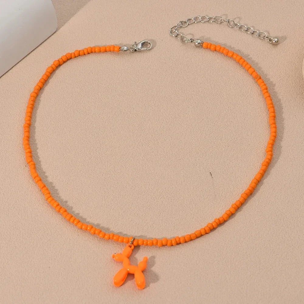 Colorful Poodle Pendant Necklaces