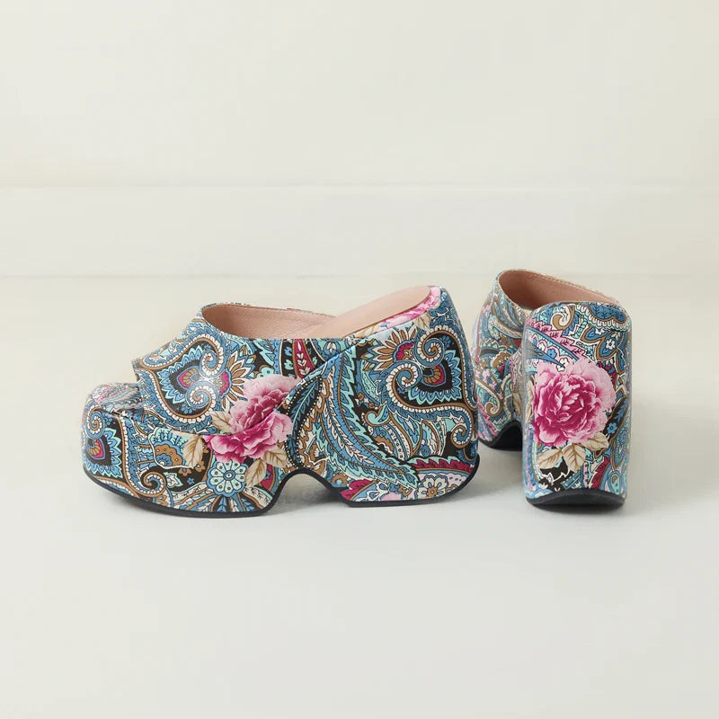 Karuna Colorful Paisley Prints Wedge Sandals