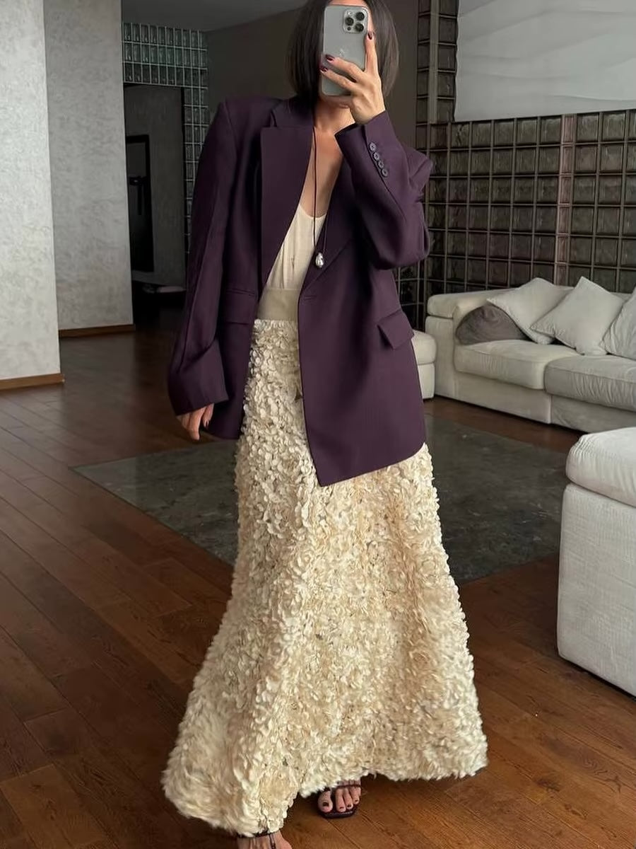Carin 3D Flower Petals Maxi Skirt