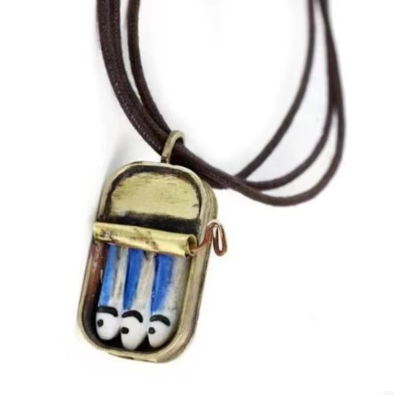Fun Enamel Canned Sardine Ring Necklace