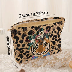 Flower Tiger Print Cosmetic Pouch