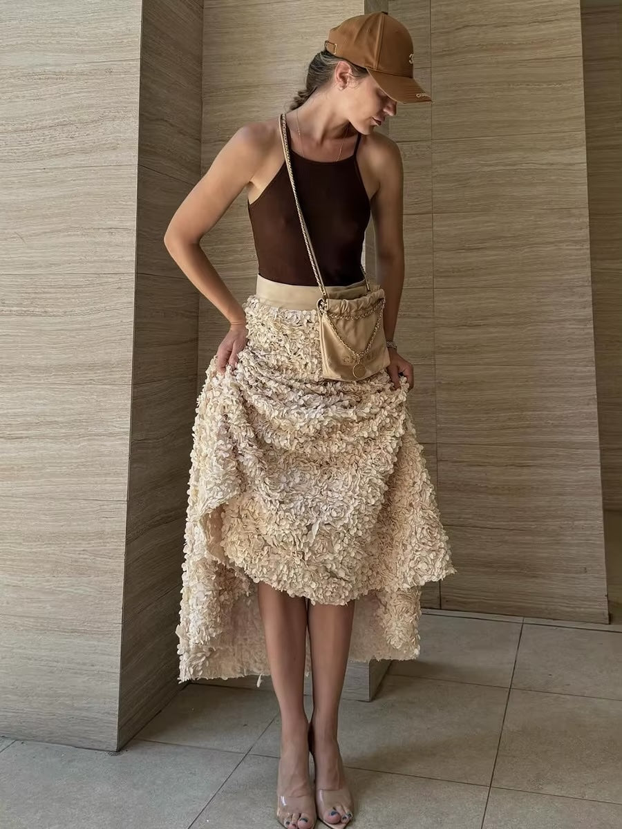 Carin 3D Flower Petals Maxi Skirt
