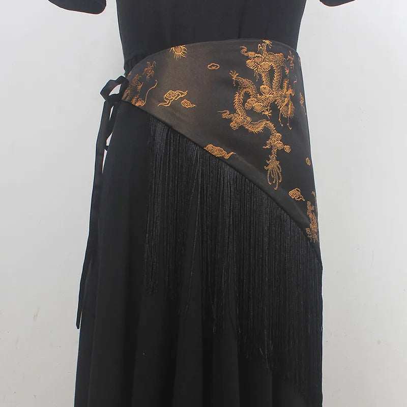 Silk Embroidery Tassel Cummerbund Belt