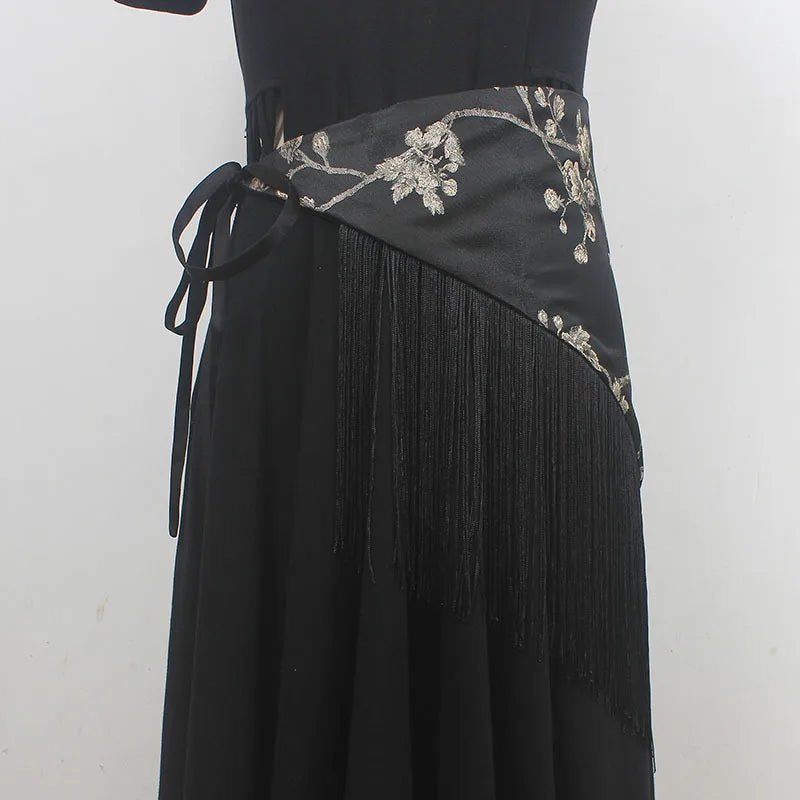 Silk Embroidery Tassel Cummerbund Belt