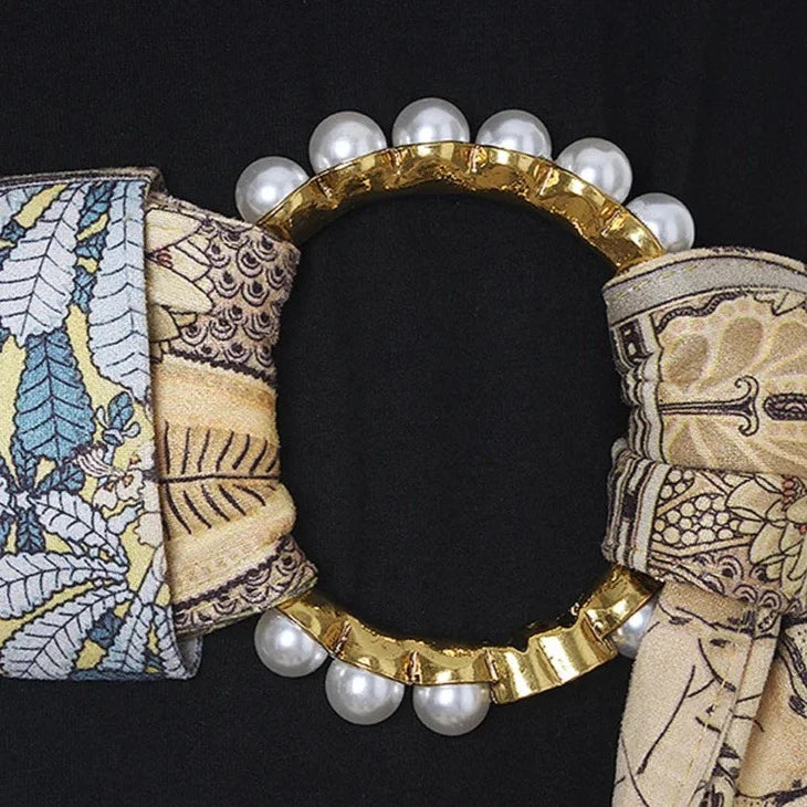 Elegant Vintage Print Sash Belt