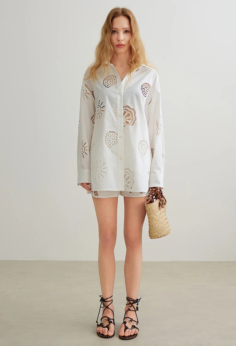 Maja Eyelet Embroidered Cotton Shirt