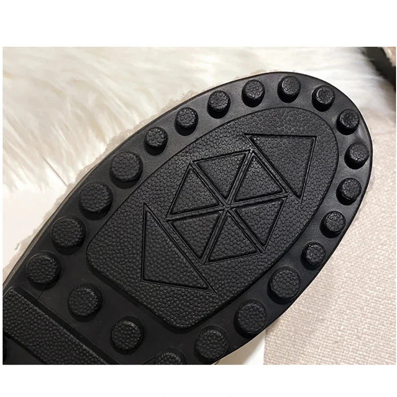 Bees Charm Faux Lambs Wool Driving Loafers