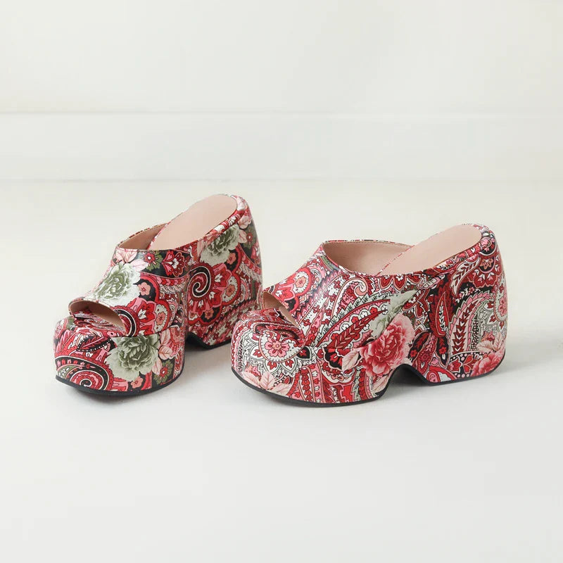 Karuna Colorful Paisley Prints Wedge Sandals