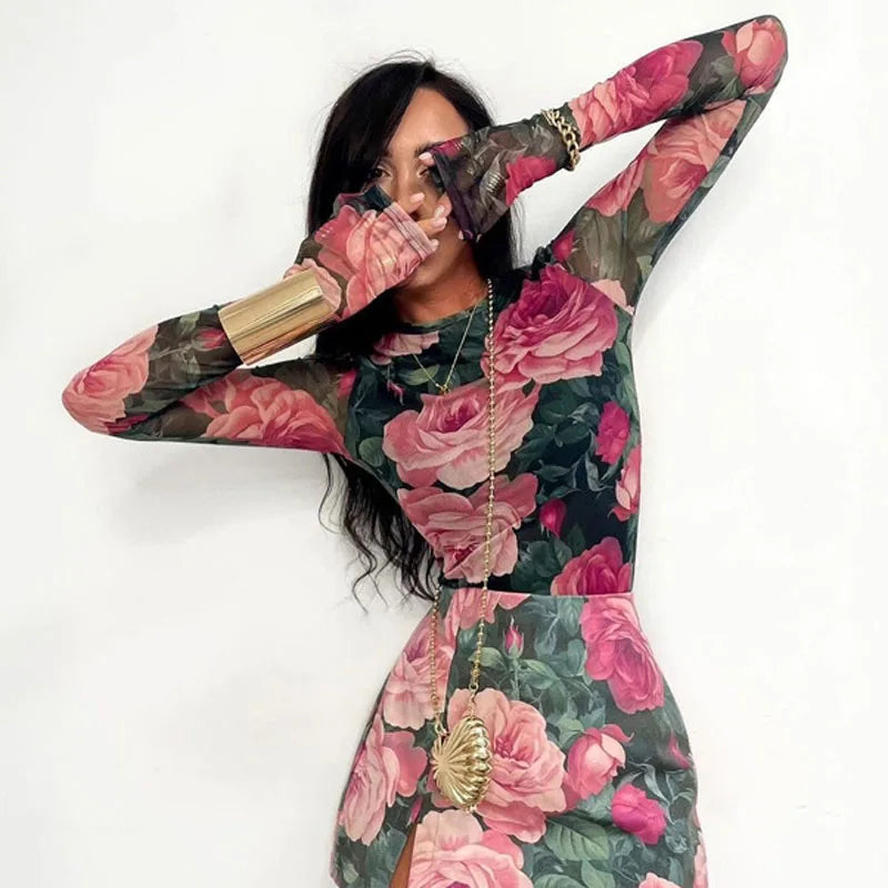 Alisa Floral Prints Top and Skirt Set