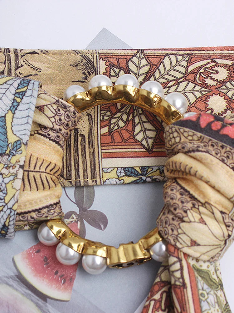 Elegant Vintage Print Sash Belt