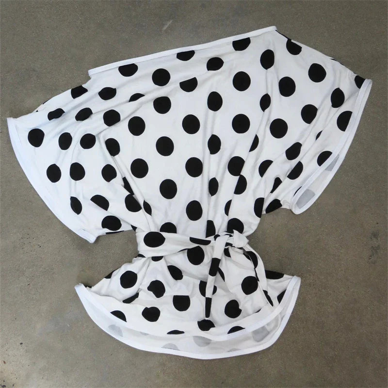 Rael Big Polka Dot One-Shoulder Short Sleeve Top