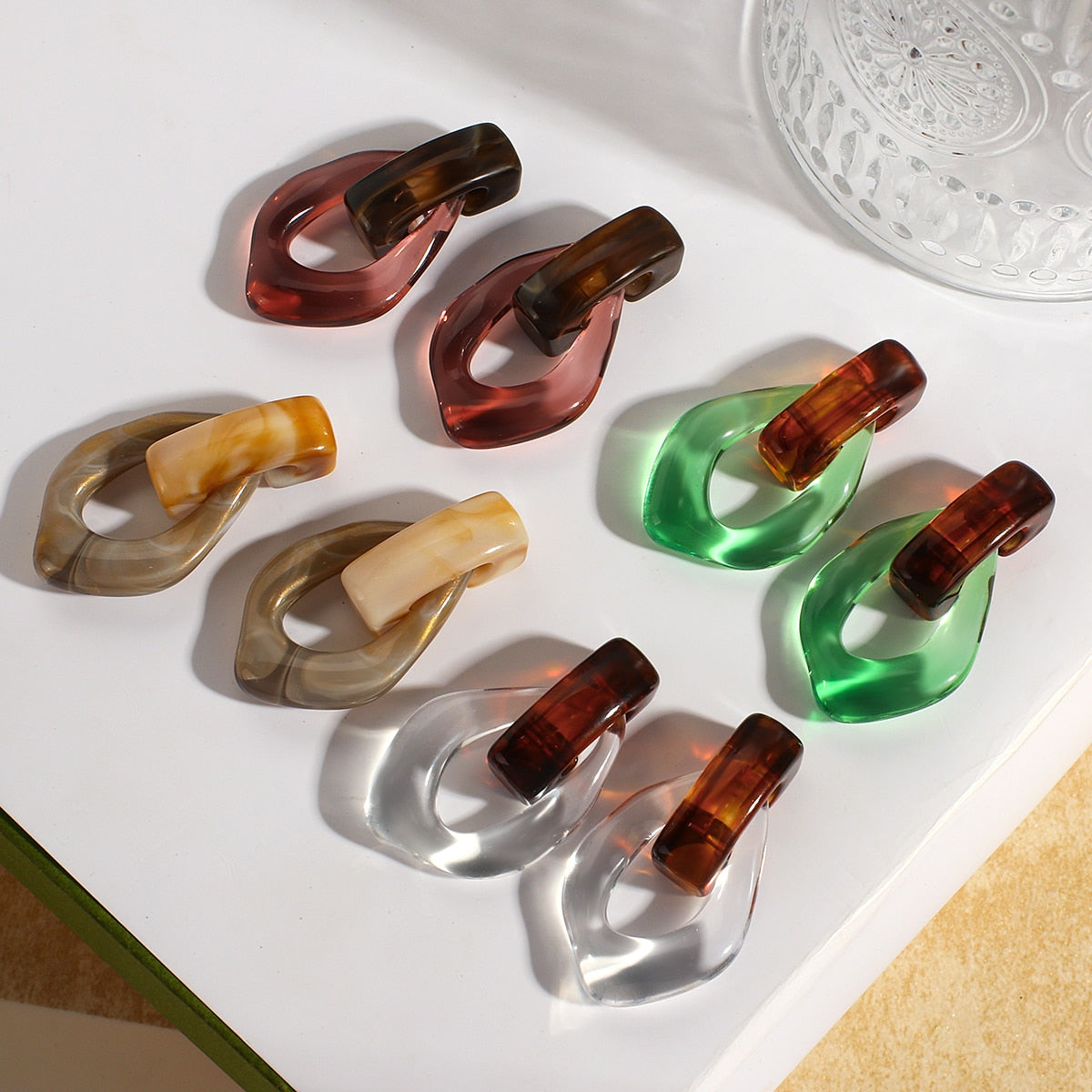Sia Colorful Clear Resin Acrylic Water Drop Earrings  - 6 Colors