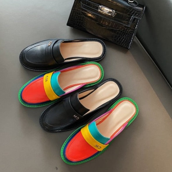 Sidney Multi Color Block Genuine Leather Slide - 37(US 65.) / 40 (US 8) - SALE