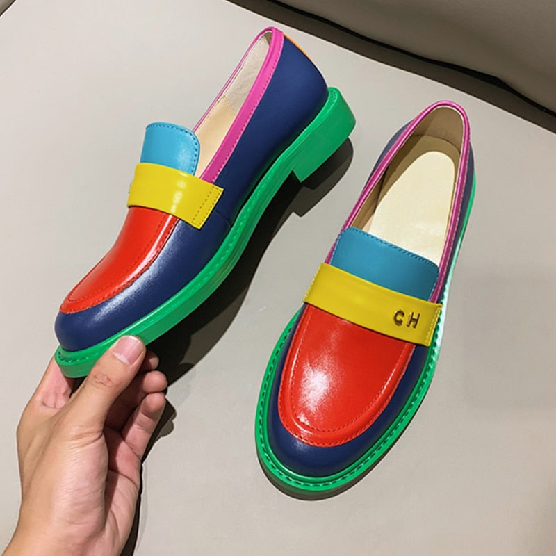 Sidney Multi Color Block Genuine Leather Slide - 37(US 65.) / 40 (US 8) - SALE