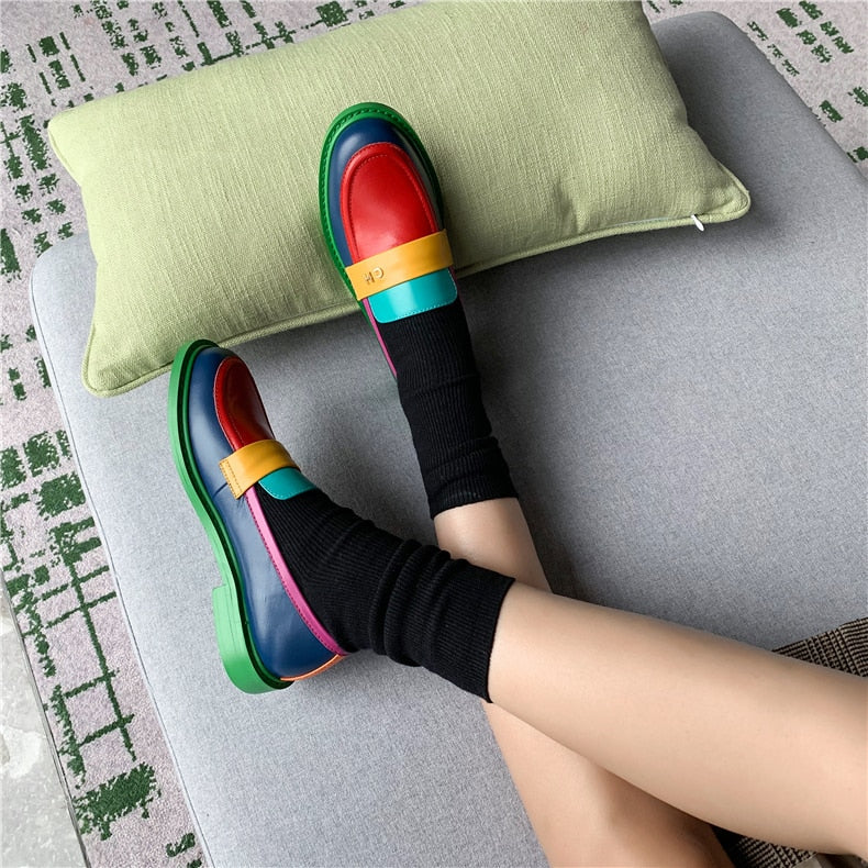 Sidney Multi Color Block Genuine Leather Slide - 37(US 65.) / 40 (US 8) - SALE