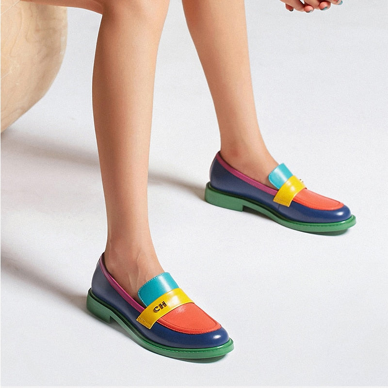 Sidney Multi Color Block Genuine Leather Slide - 37(US 65.) / 40 (US 8) - SALE