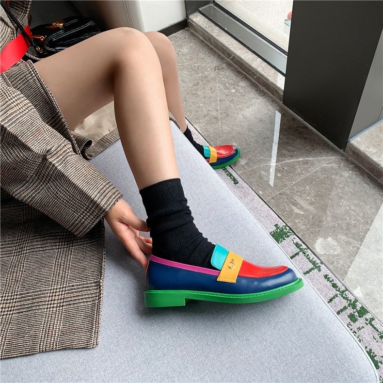 Sidney Multi Color Block Genuine Leather Slide - 37(US 65.) / 40 (US 8) - SALE
