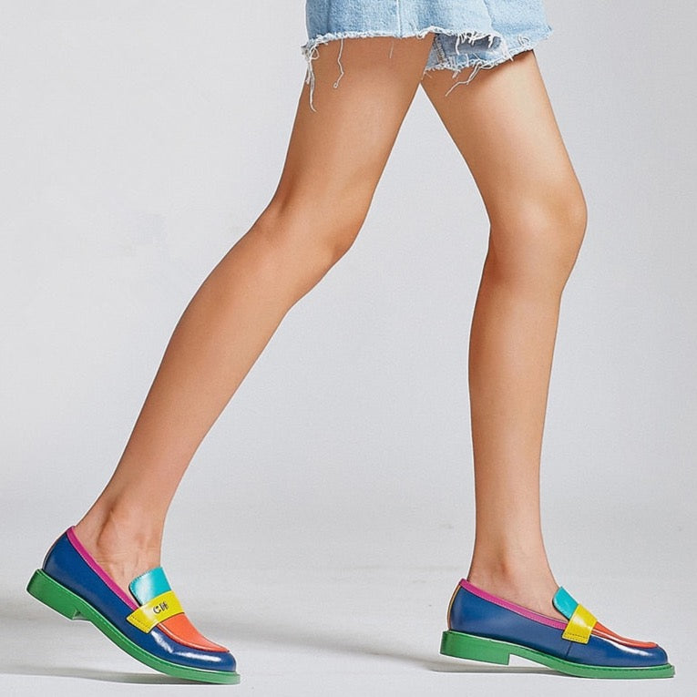 Sidney Multi Color Block Genuine Leather Slide - 37(US 65.) / 40 (US 8) - SALE