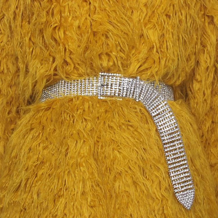 Silver Rhinestone Crystal Extra Long Belt