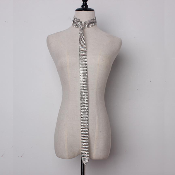 Silver Rhinestone Crystal Extra Long Belt