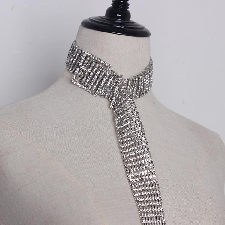 Silver Rhinestone Crystal Extra Long Belt