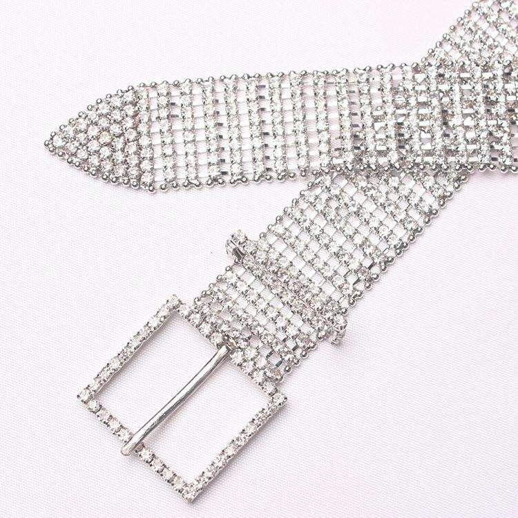 Silver Rhinestone Crystal Extra Long Belt