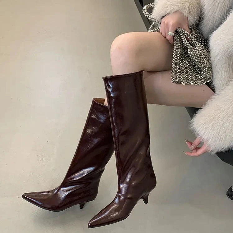 Sofia Kitten Heel Knee High Boots
