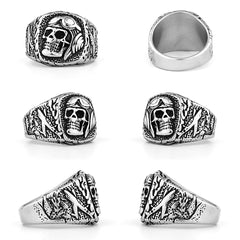 Soldier Skull-Motif Punk Ring