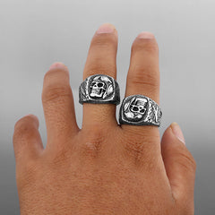Soldier Skull-Motif Punk Ring