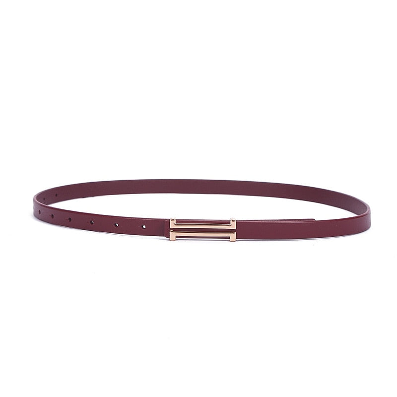 Solid Color Genuine Leather H Buckle Belt - 5 Colors