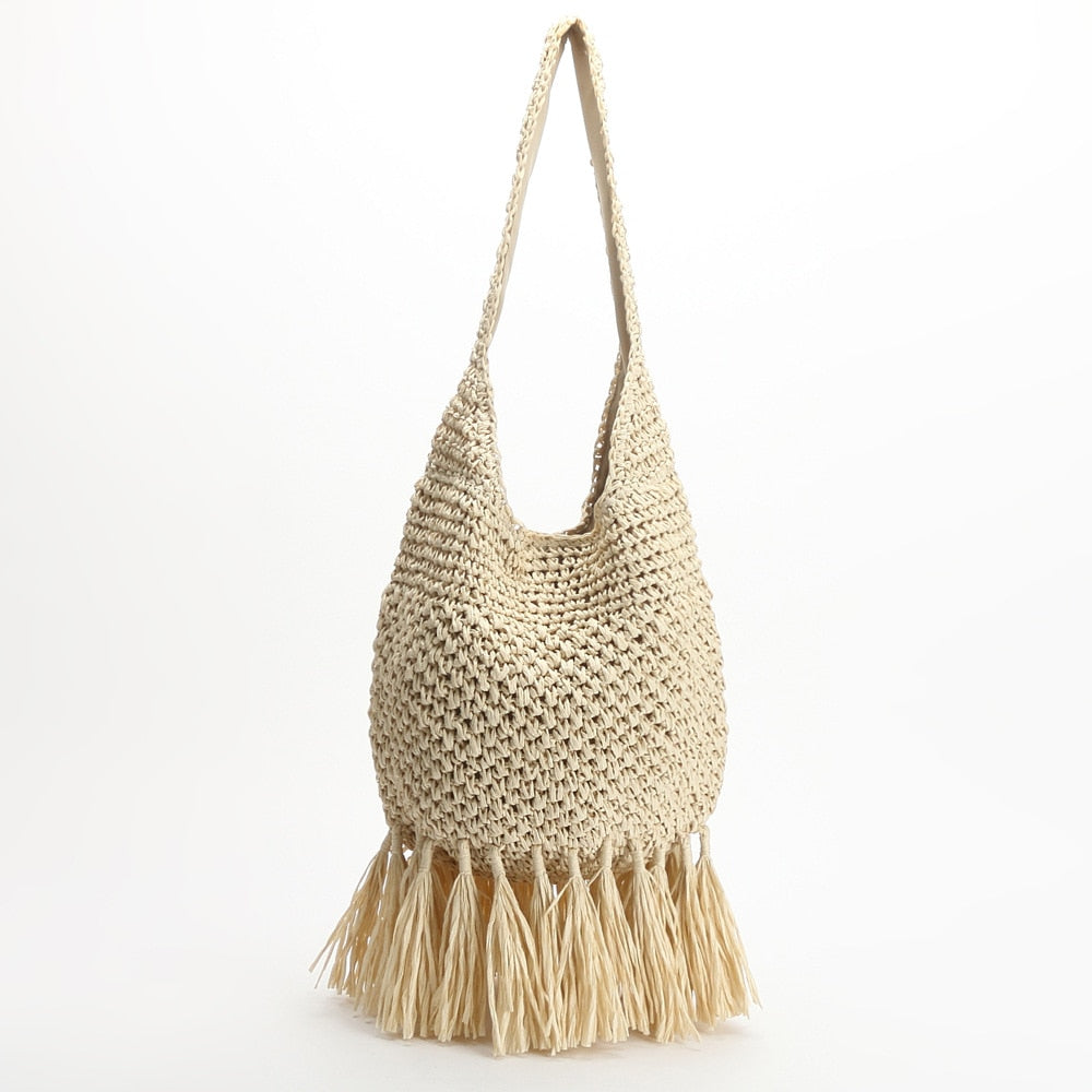 Taffe Bohemian Tassels Straw Hobo Bags  - 2 Colors