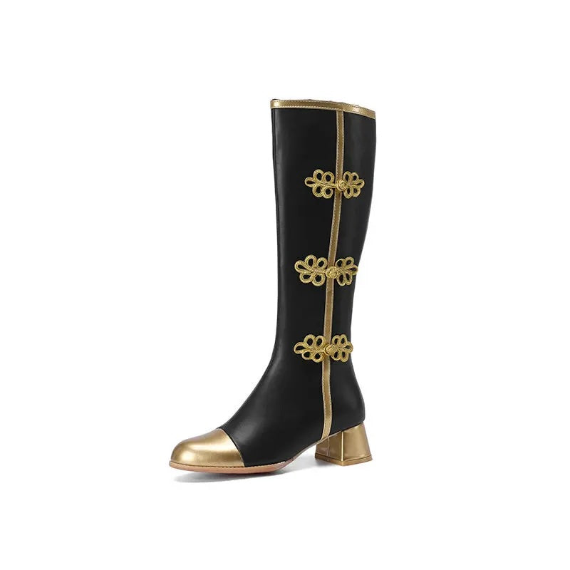 Tallulah Butterfly Knot Victorian Knee High Boots