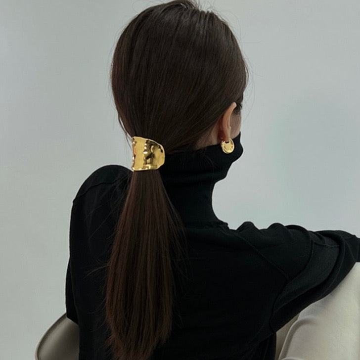 Textured Bohemia Metal Ponytail Clips - Gold or Silver