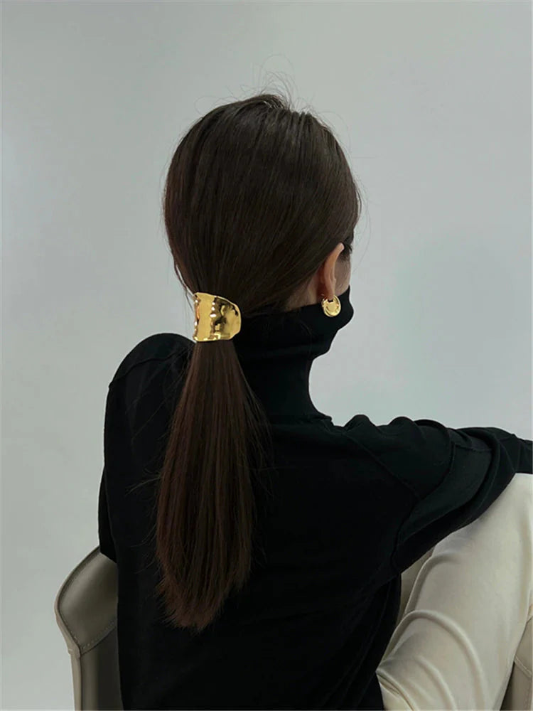 Textured Bohemia Metal Ponytail Clips - Gold or Silver