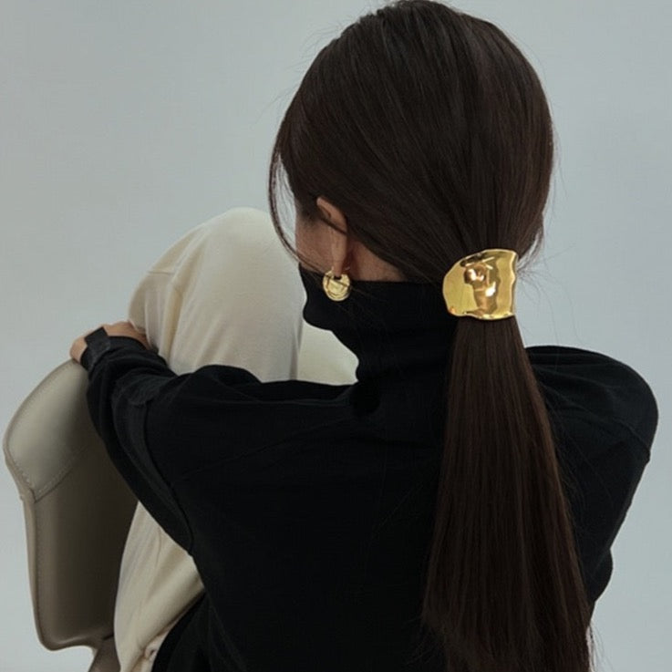 Textured Bohemia Metal Ponytail Clips - Gold or Silver
