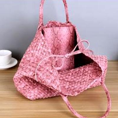 Tezza Serpentine Print Woven Tote Bag - 7 Colors